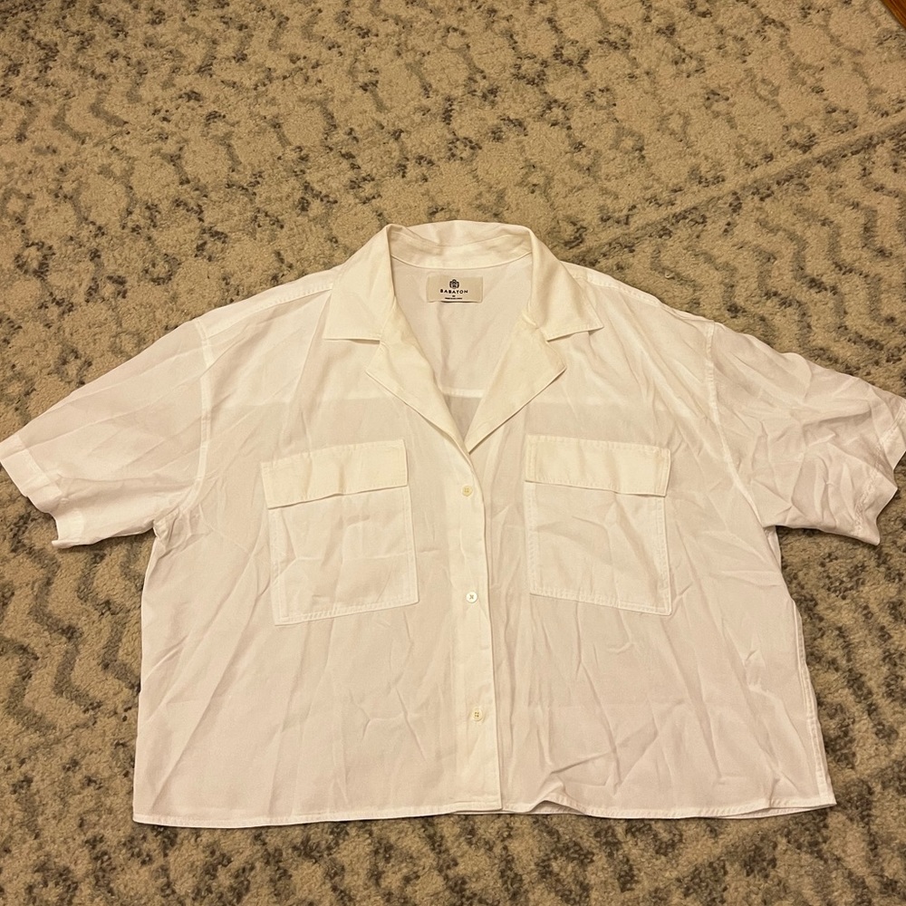 Babaton White Shortsleeve Button down
